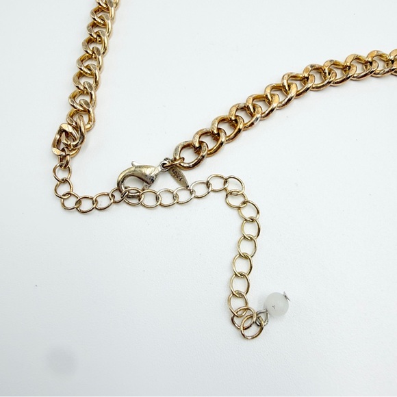 NWT Turquoise Statement Necklace Gold Chain Ivory Floral Bib Necklace - Picture 5 of 9